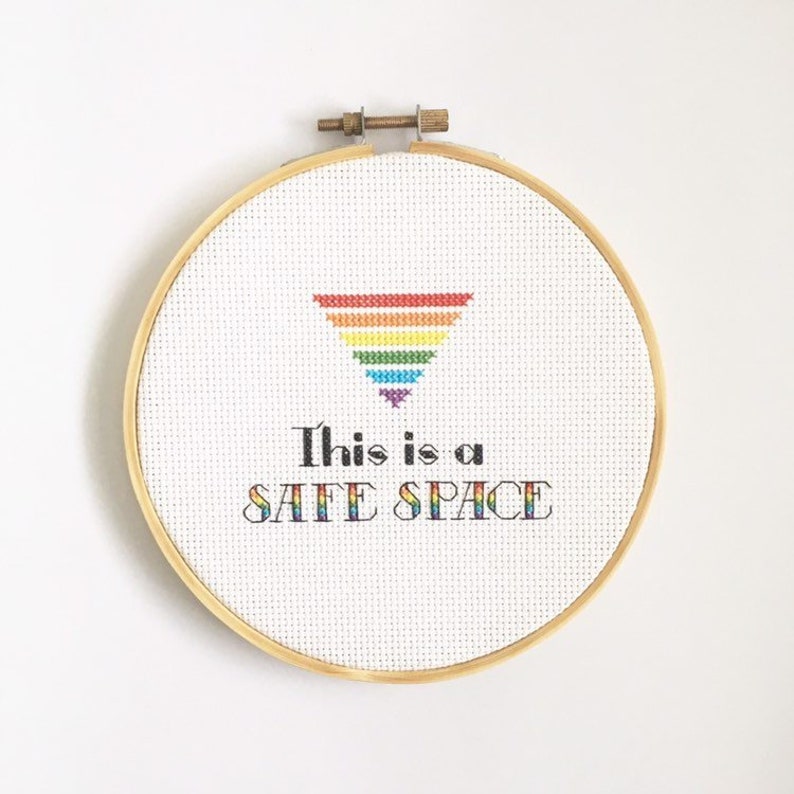 Pride Flag Safe Space Sign Cross Stitch Pattern