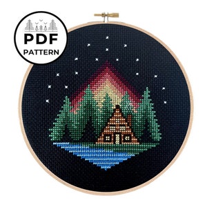 Cabin Sunset Cross Stitch PDF Digital Pattern