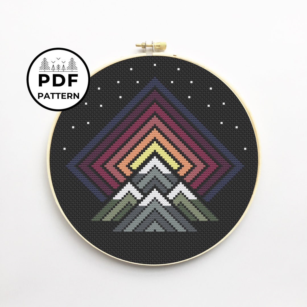 Sunset on Mountains Cross Stitch PDF Pattern - Etsy