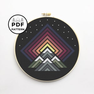 Sunset on Mountains Cross Stitch PDF Pattern