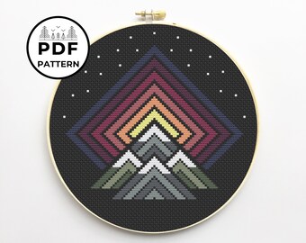 Sunset on Mountains Cross Stitch PDF Pattern