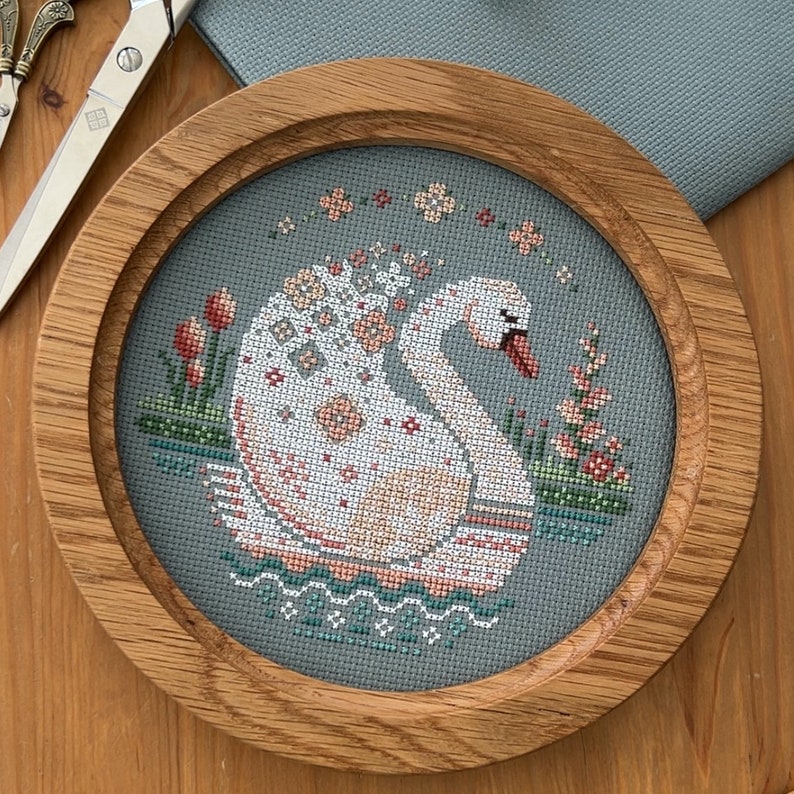 Swan in Flowers Cross Stitch