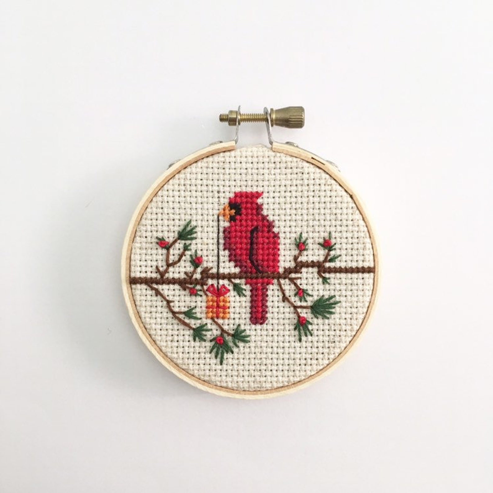 Cardinal Cross Stitch Kit DIY Christmas Bird Ornament | Etsy