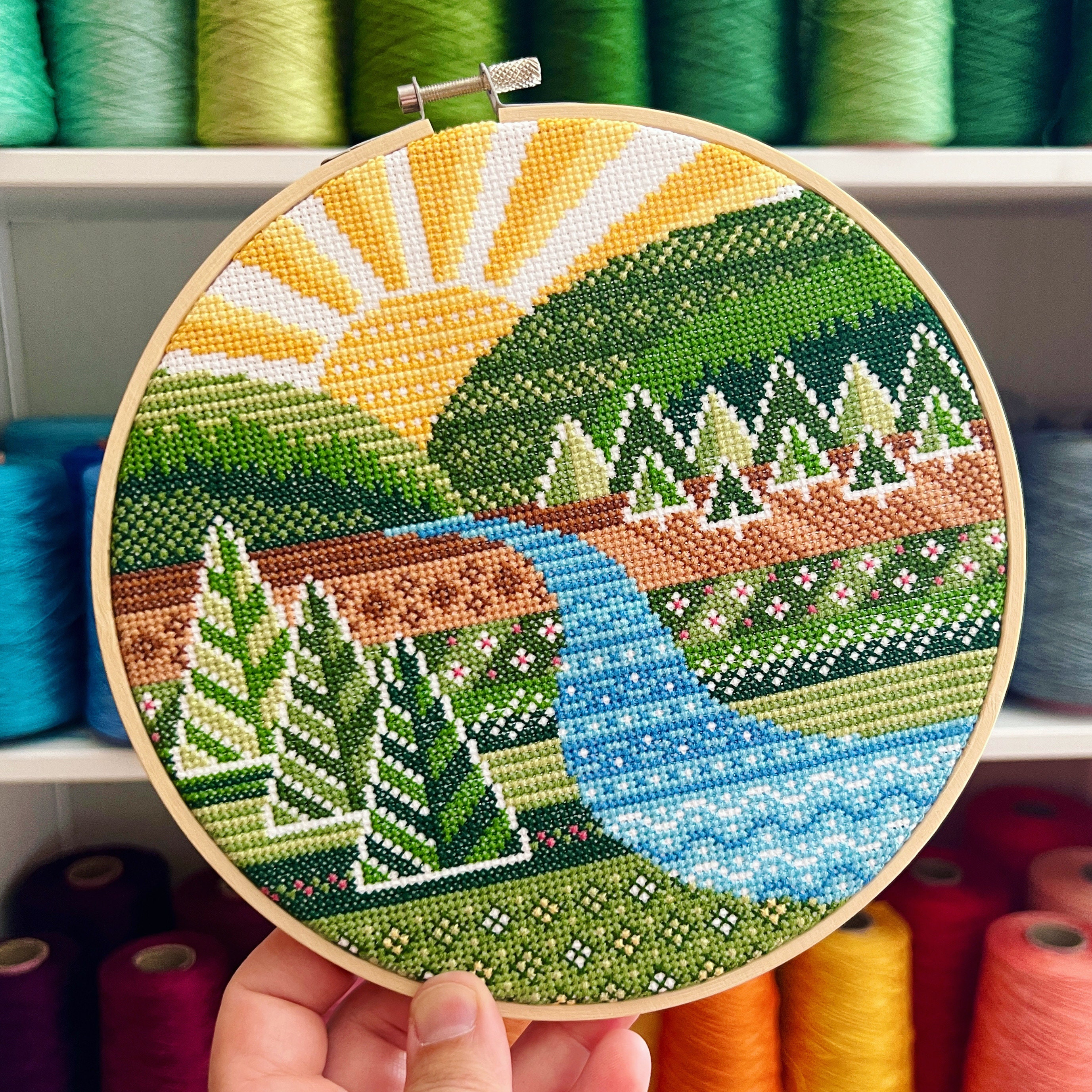 River in Valley Cross Stitch Pattern PDF - Etsy