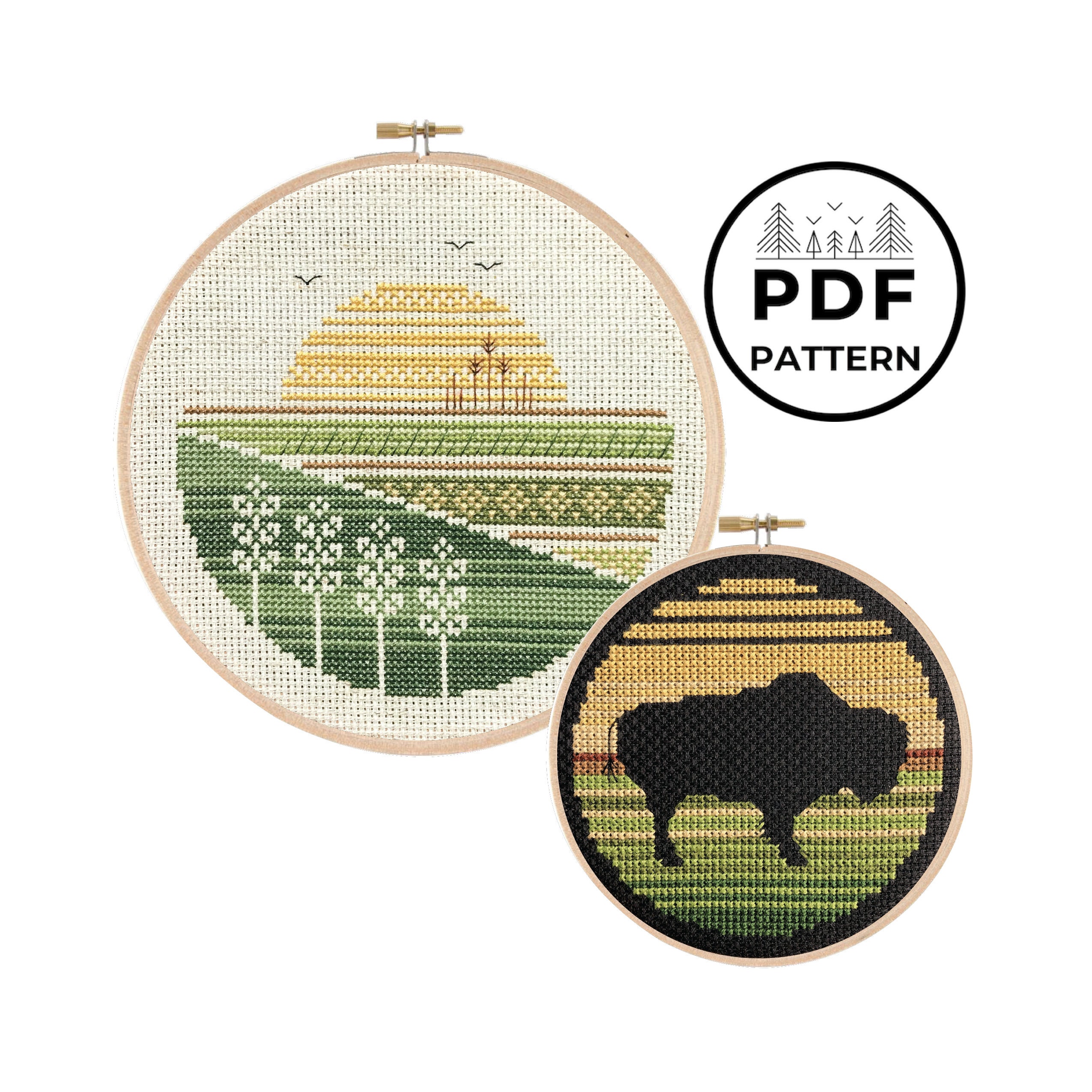 Prairie and Bison Cross Stitch Pattern Bundle