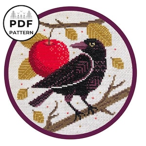 Orchard Raven Cross Stitch Pattern