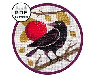 Orchard Raven Cross Stitch Pattern