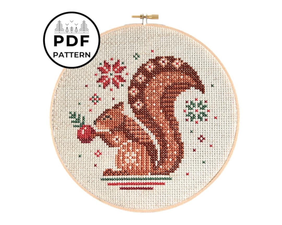 Holiday Squirrel PDF Cross Stitch Pattern - Etsy