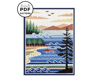 Atlantic Ocean Shores Cross Stitch Pattern