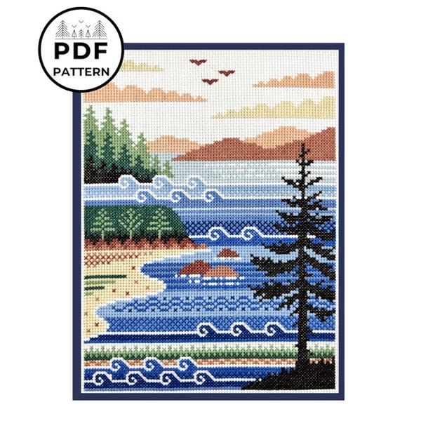 Atlantic Ocean Shores Cross Stitch Pattern