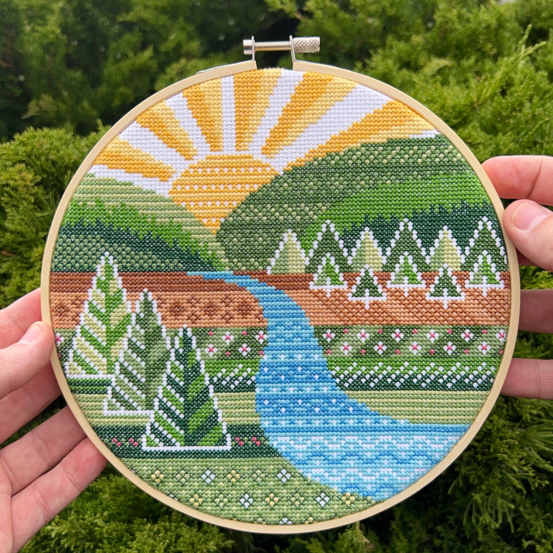 River in Valley Cross Stitch Pattern PDF - Etsy