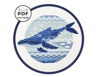 Patrón de punto de cruz de ballena jorobada