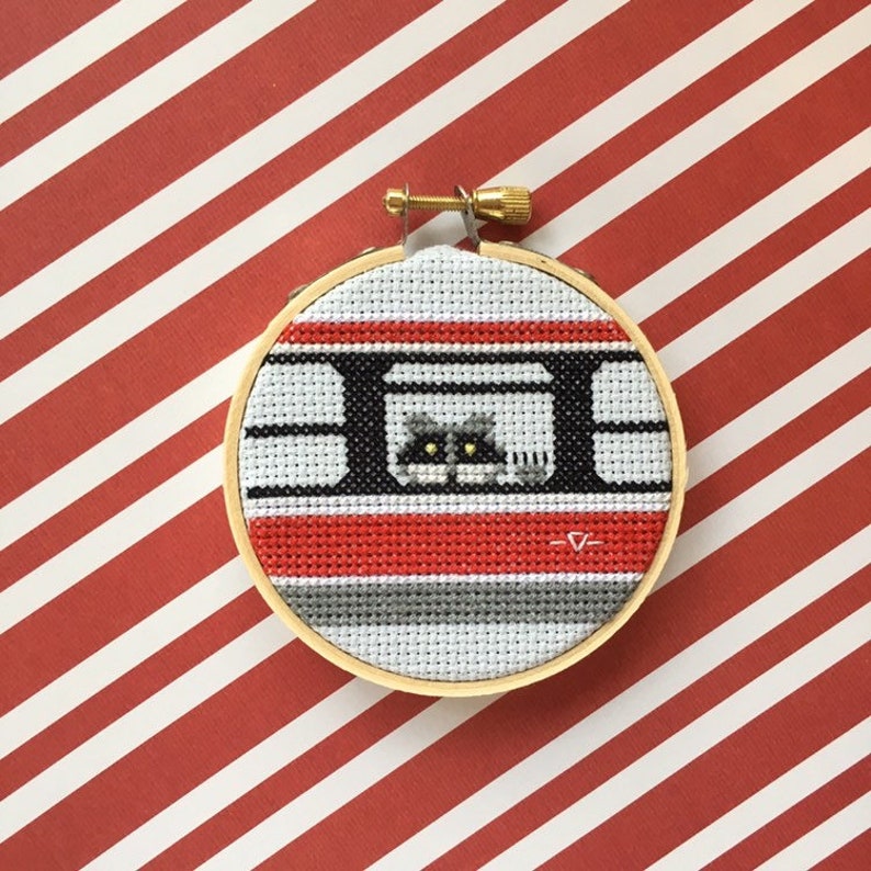 Toronto Raccoon in Streetcar Cross Stitch Kit Etsy Canada