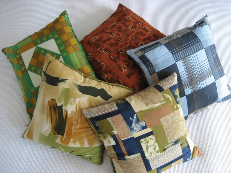 Large 56cm x 56cm Vintage Scarf Cushion Cover. Brown Modernist Etsy