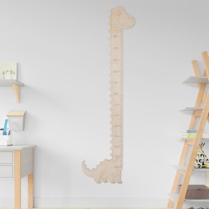 Messlatte für Dinosaurier, Maßtabelle | Hölzerne Wachstumstabelle für Familien | Dino Maßtabelle