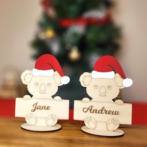 Segnaposto personalizzati Koala Santa, biglietti di Natale, decorazioni natalizie