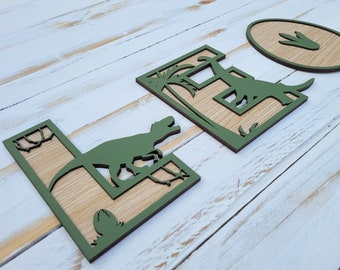 Dinosaur Name Sign |  Wooden Dino Wall Letters