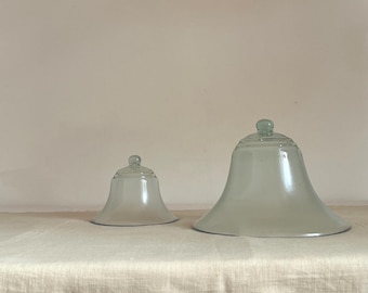 Vintage French Bell Cloche Set: Glass Garden Domes, 1940s Deco