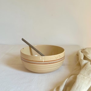 Vintage Badonviller Demi Porcelaine Sturdy & Chippy Mixing Bowl. Mid Century French Badonviller Sturdy Saladier Bowl.French Vintage Kitchen