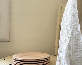 7 St.Amand Art Deco Ceranord Dessert Plates.Retro Pastel Pink Sturdy Condition Small Dessert Plates.French Mid Century Pink Powder Plates