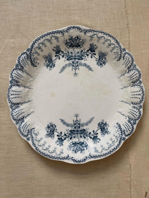 St Amand Hamage ラヴィエ Regence Antique French Transferware Platter: St Amand Regence Floral Terre