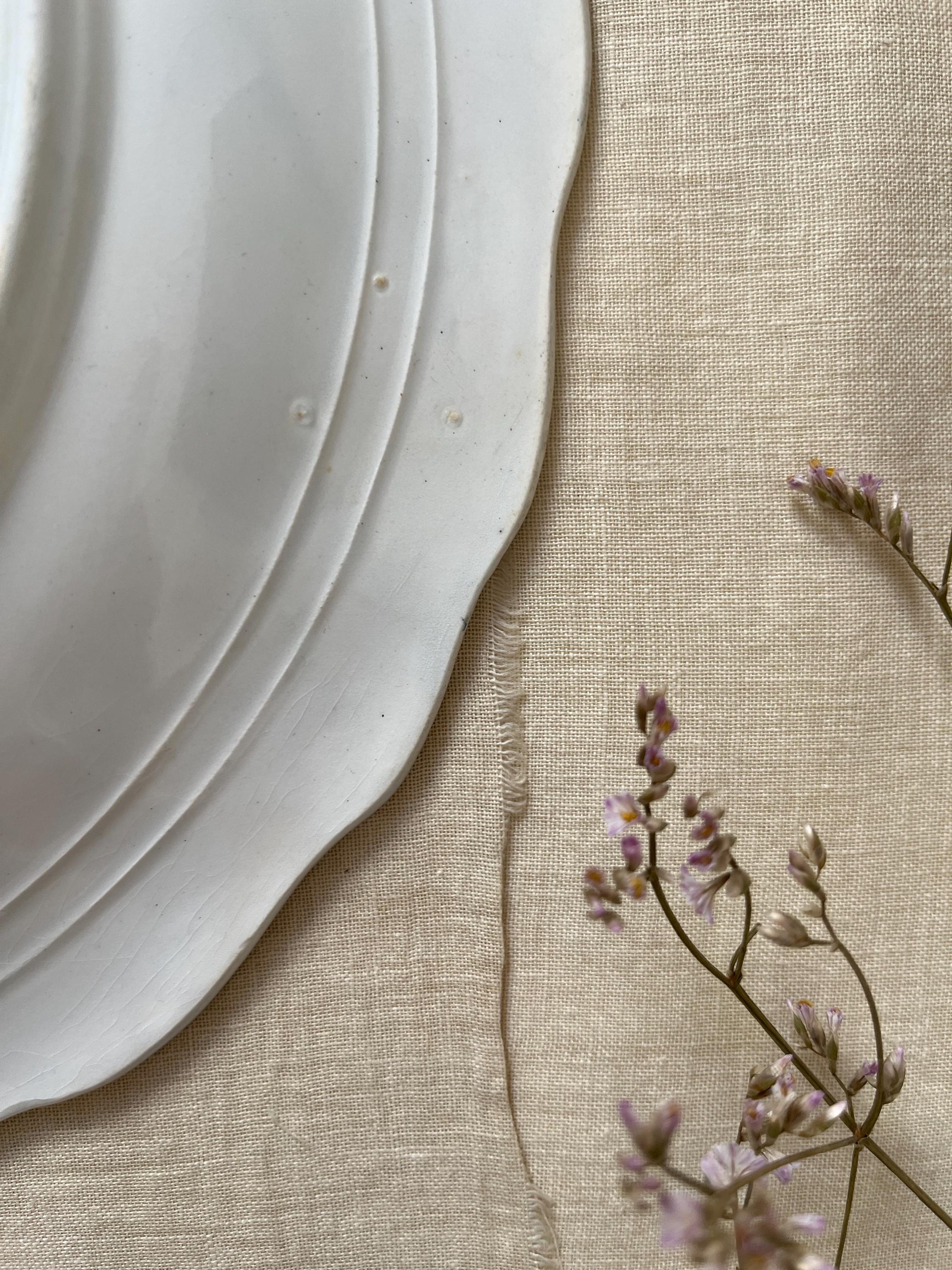 Antique French Transferware Platter: St Amand Regence Floral Terre