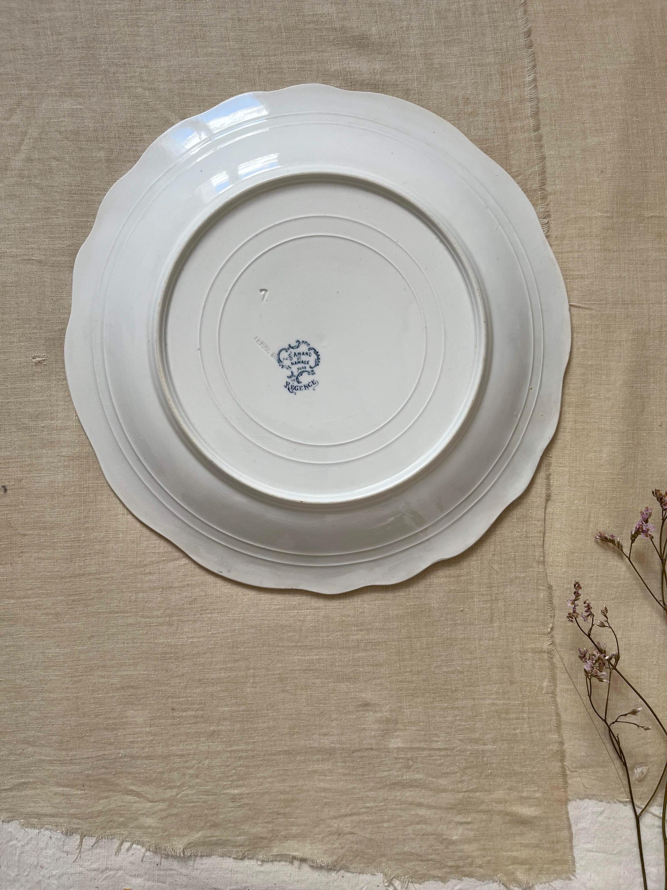 Antique French Transferware Platter: St Amand Regence Floral Terre
