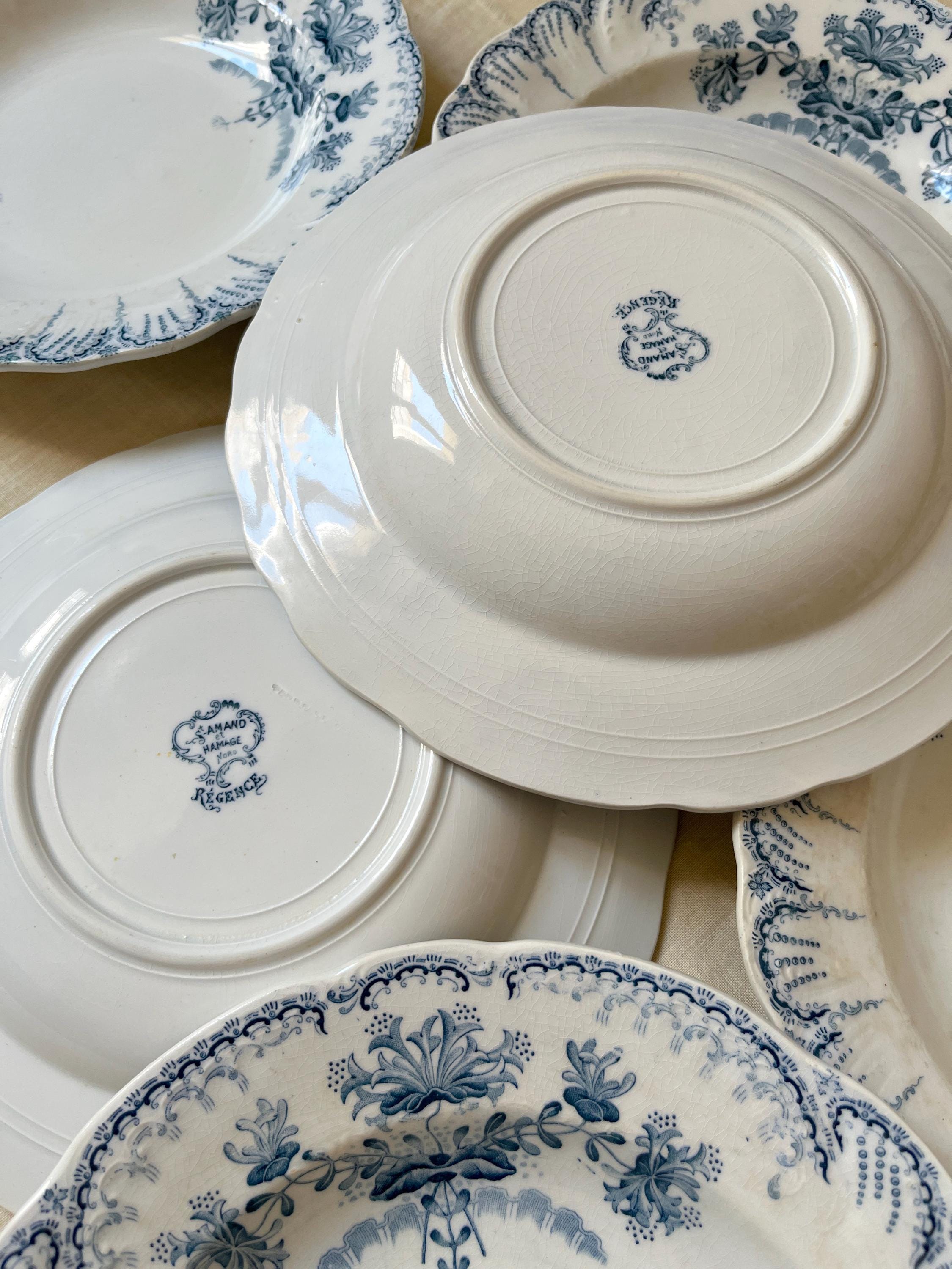 6 Antique SAINT AMAND Et HAMAGE Model Regence Embossed White