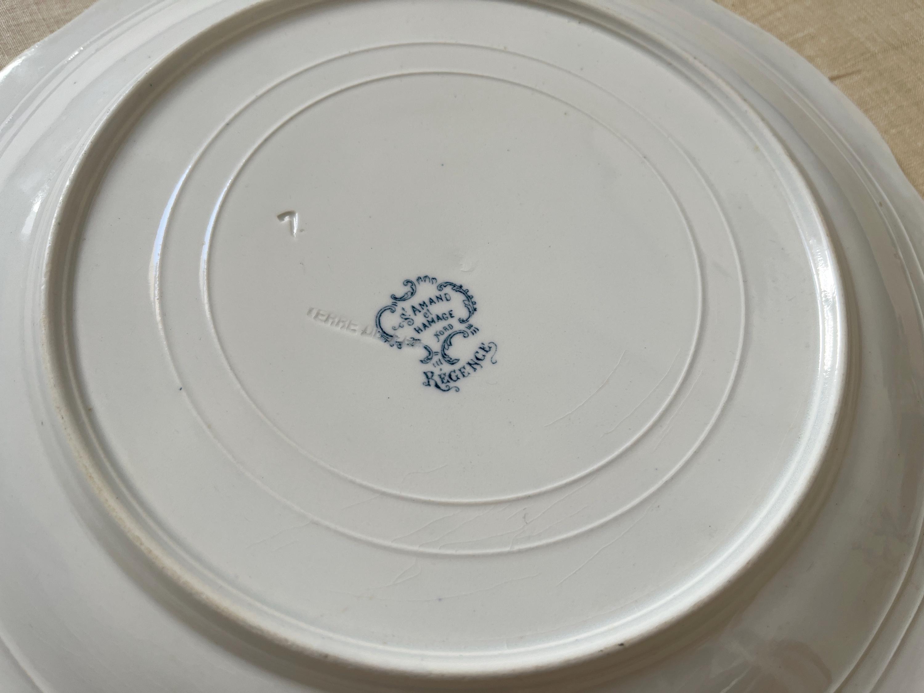 Antique French Transferware Platter: St Amand Regence Floral Terre