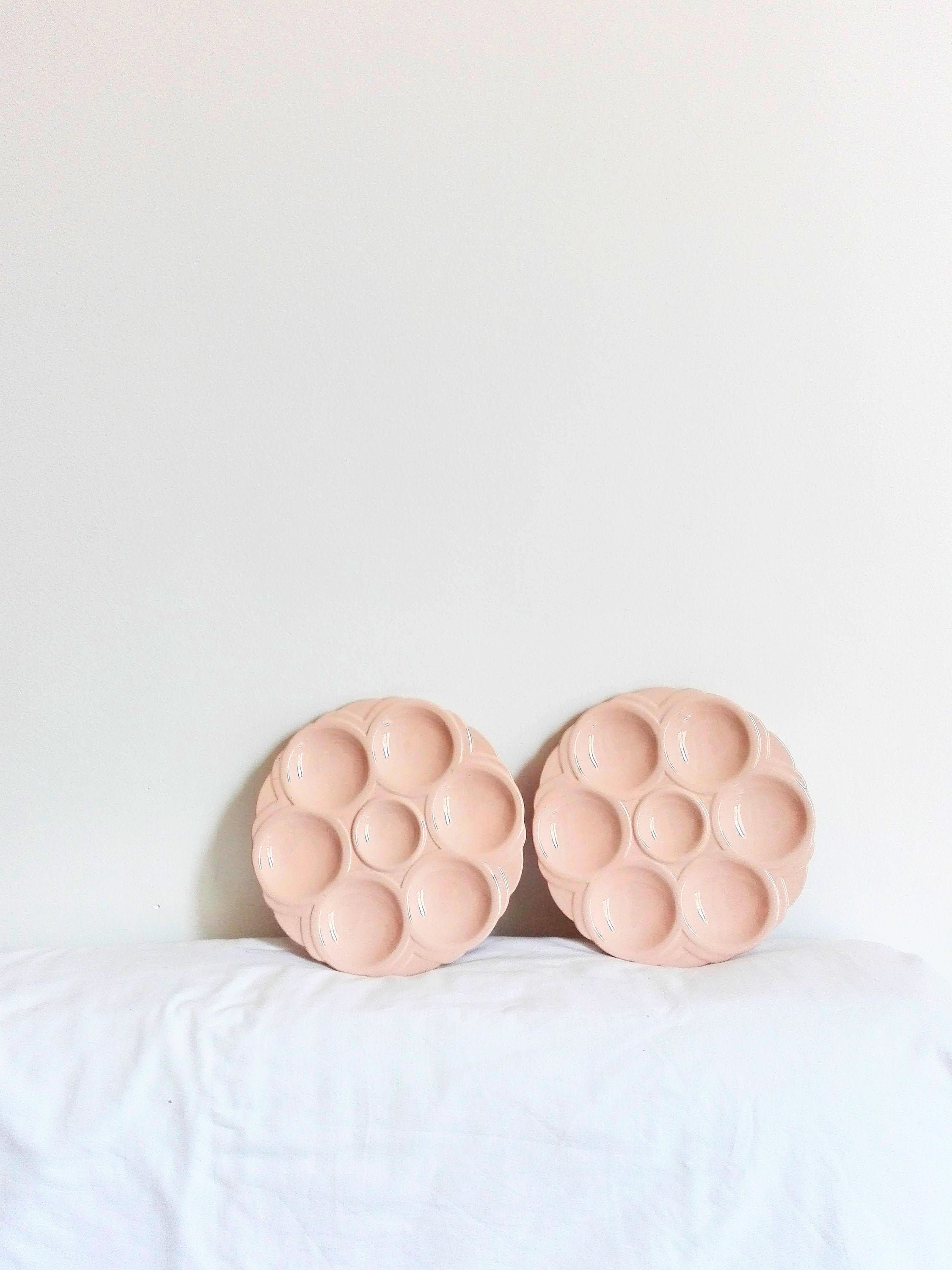 6 Assiettes Digoin Sarreguemines Peachy Pink Oyster Plates.art Deco Plates.français Plate.vintage Fr
