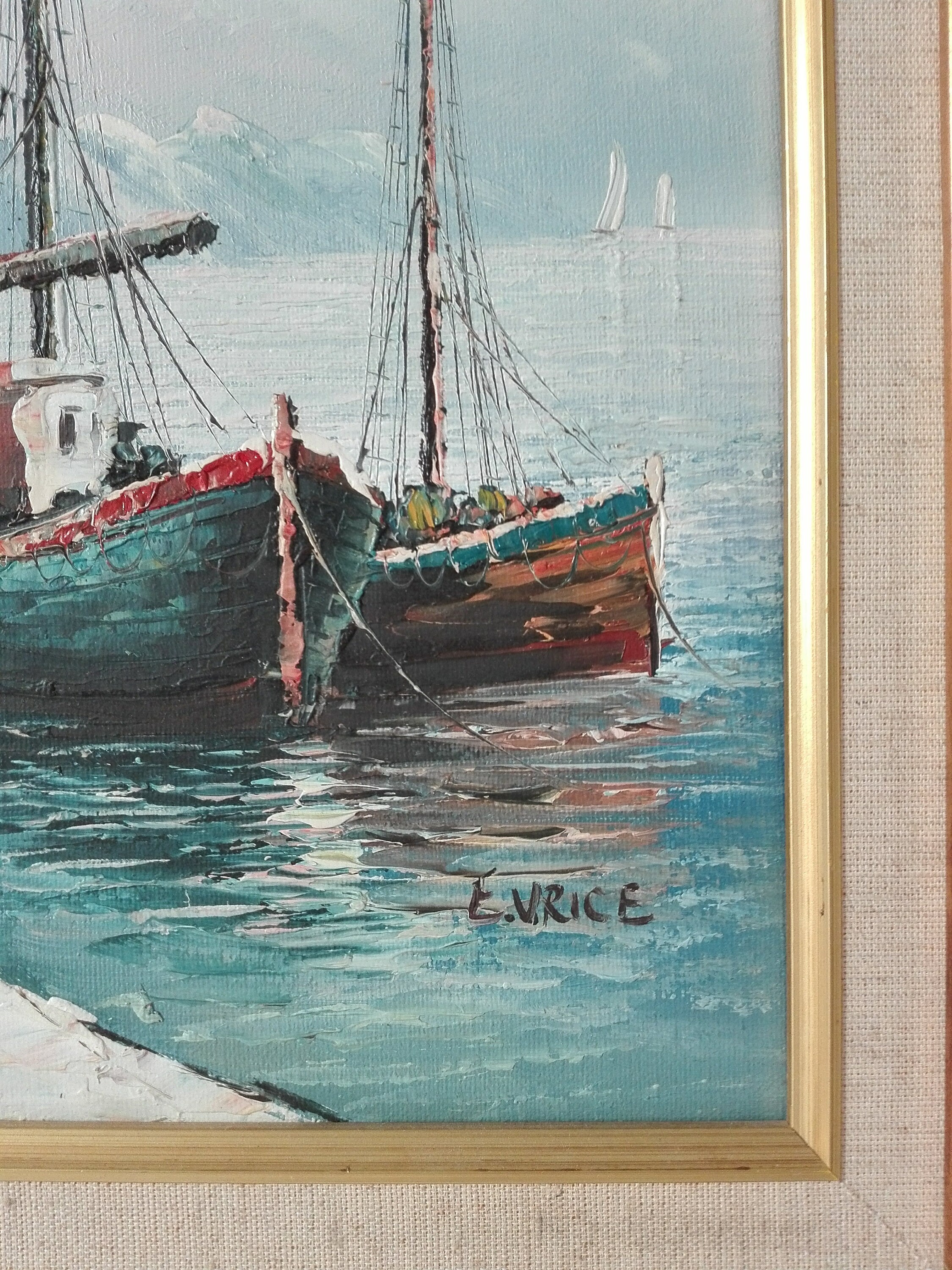 French Boat and the Sea Oil Painting on Canvas With Etsy