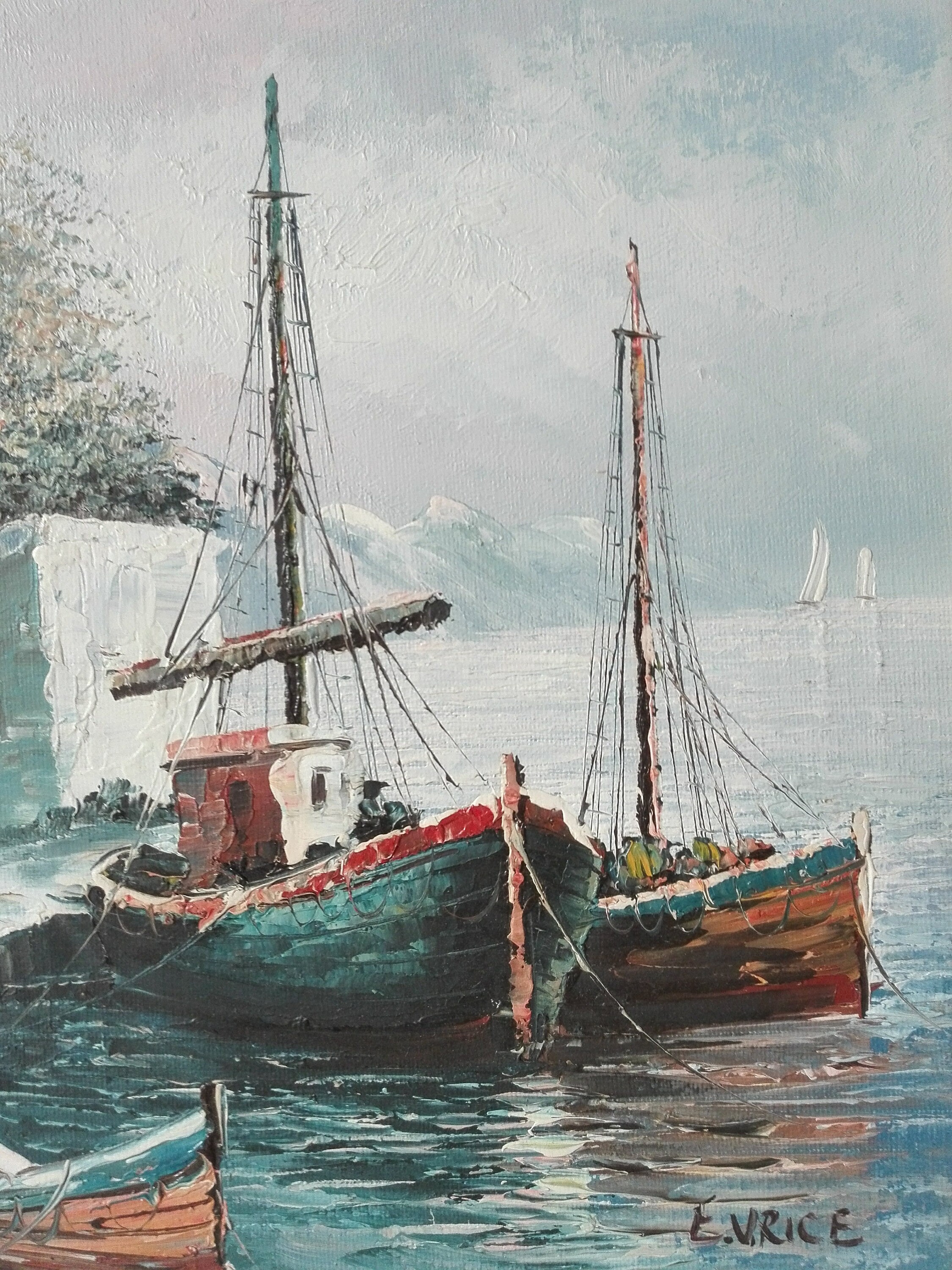 French Boat and the Sea Oil Painting on Canvas With Etsy