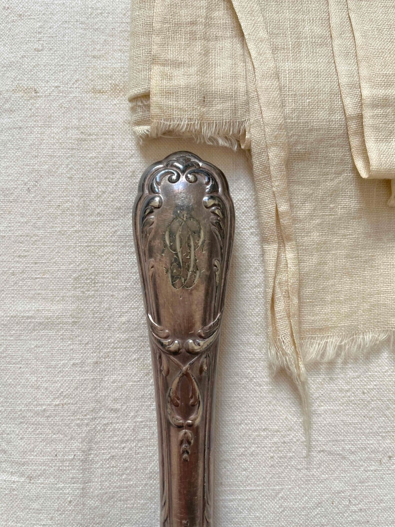 Antique MIELE & Co French Tarnish Acier Carving Meat Knife.Antique Kinife Engraved Monogram Initials LD.Antique Ornate Acier Meat Knive image 4