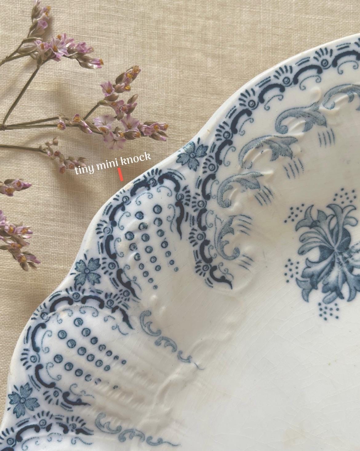 Antique French Transferware Platter: St Amand Regence Floral Terre