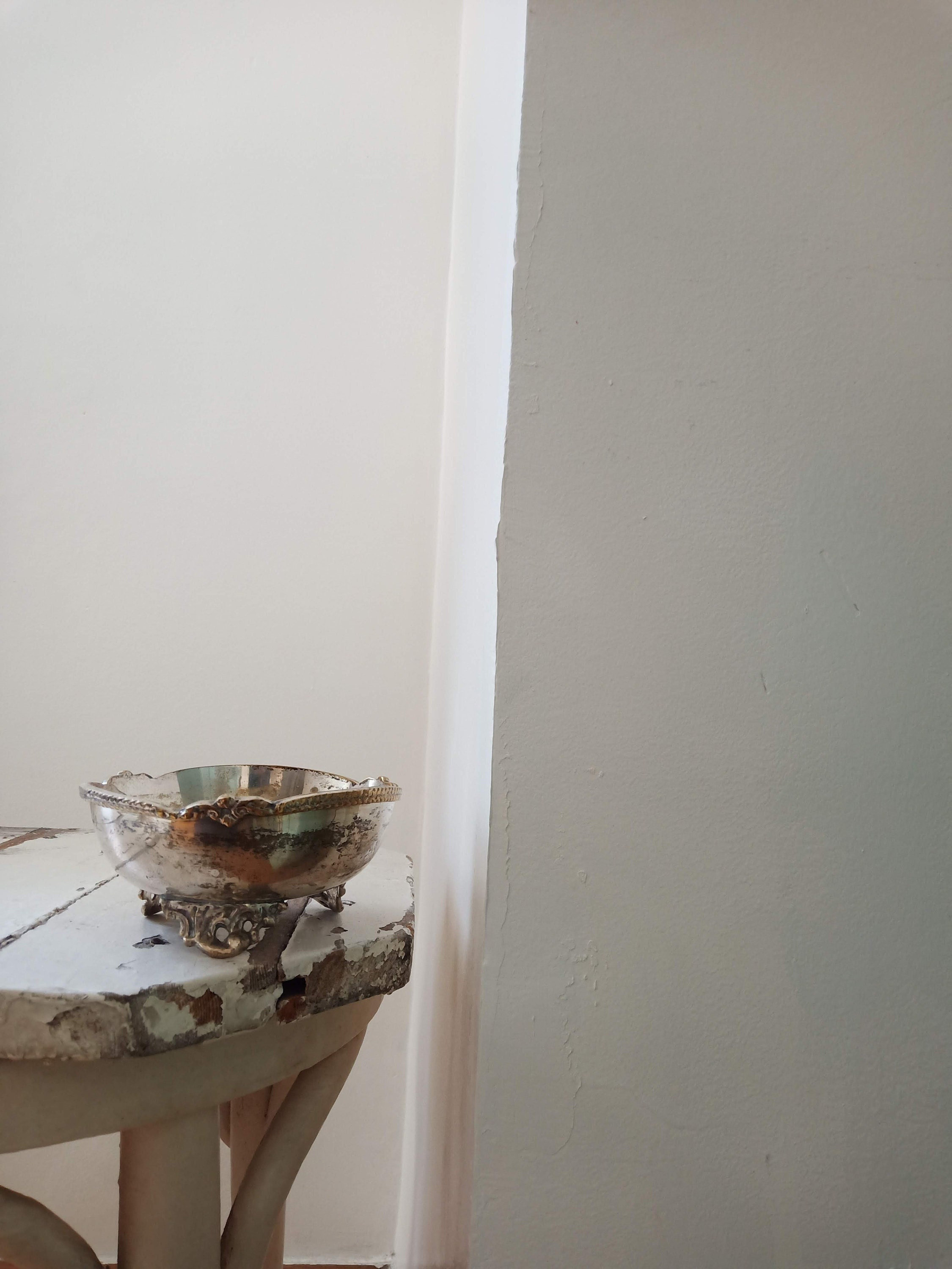 Vintage Patine Deux Tons Bol de Bibelot Décoratif à Pieds.bol Souvenir Plaqué Argent Vintage.art Déc