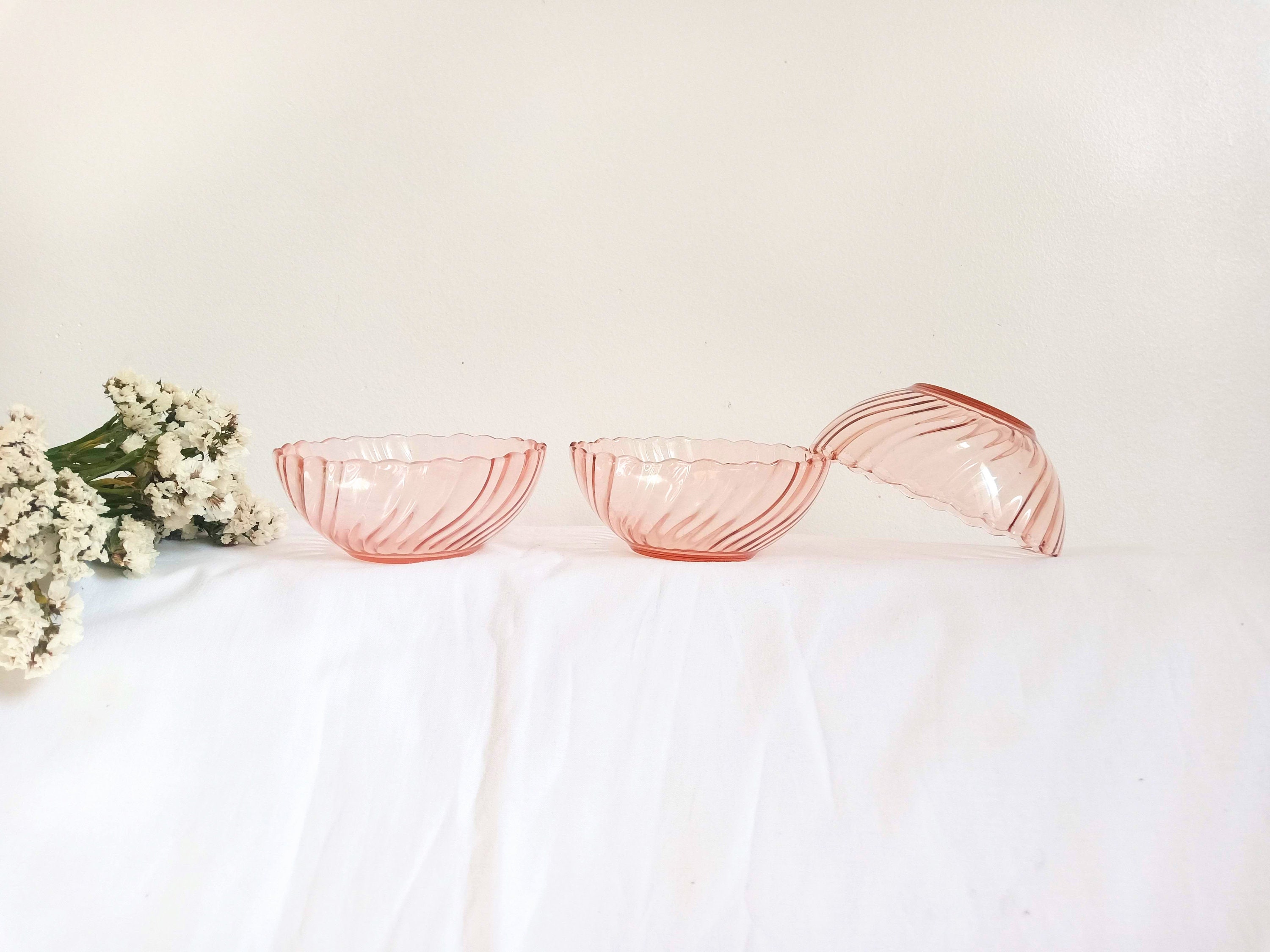 3 Arcoroc Pink Swirl Petits Bols. Vintage Français Blush Bowls.français Mid Century Glass Bowl.franç