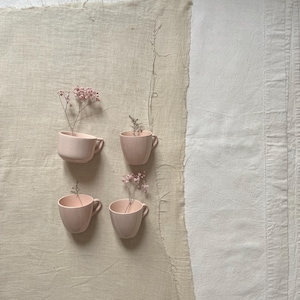 Mismatched Digoin Sarreguemines Pink Pastel Espresso Cups.Vintage Pink Powder Salmon Small Coffee Cups.French Ironstone Peachy Pink Cups.