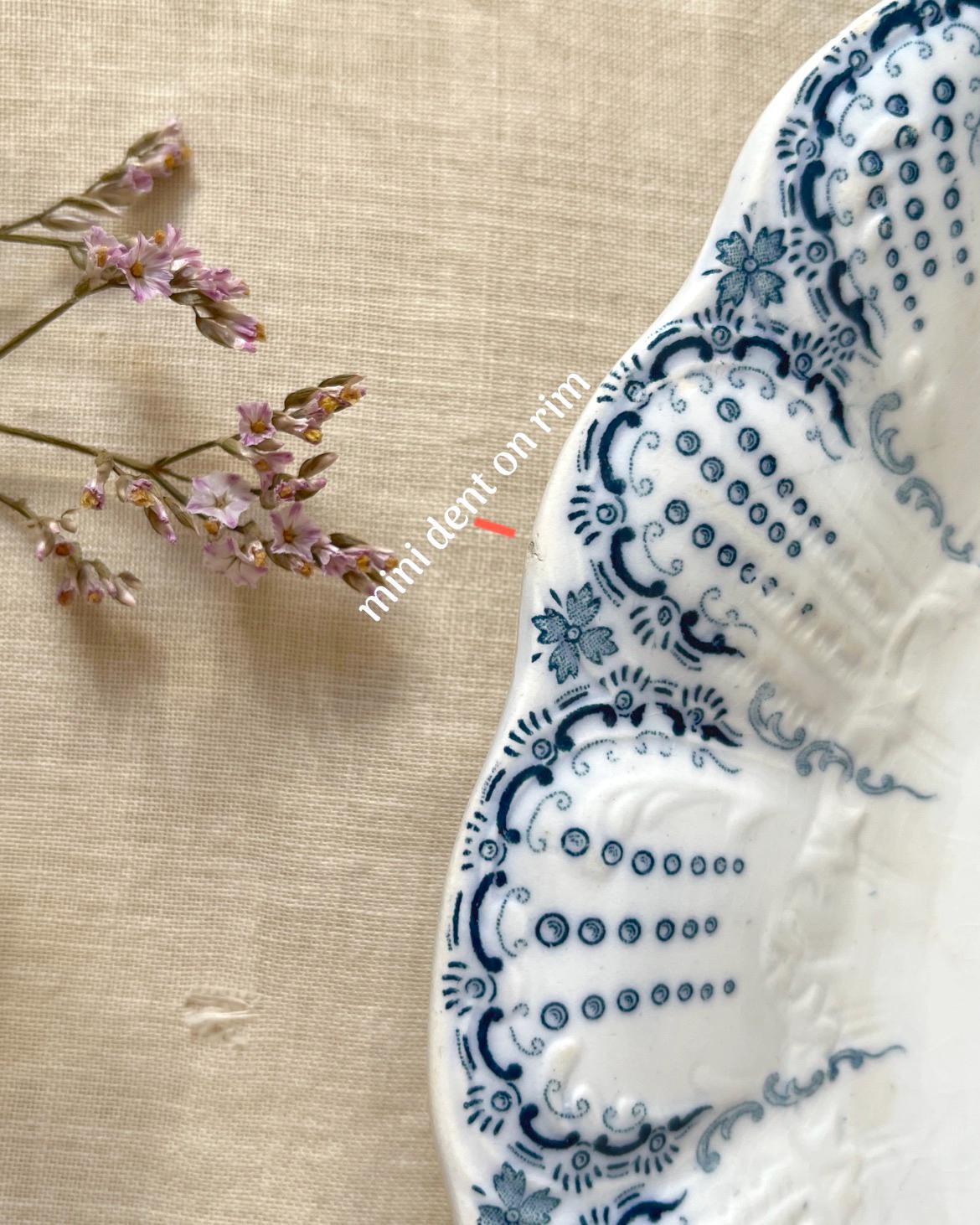 Antique French Transferware Platter: St Amand Regence Floral Terre