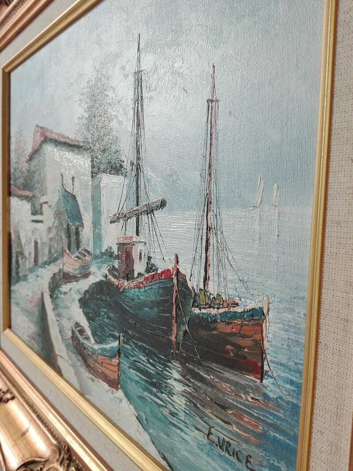 French Boat and the Sea Oil Painting on Canvas With Etsy