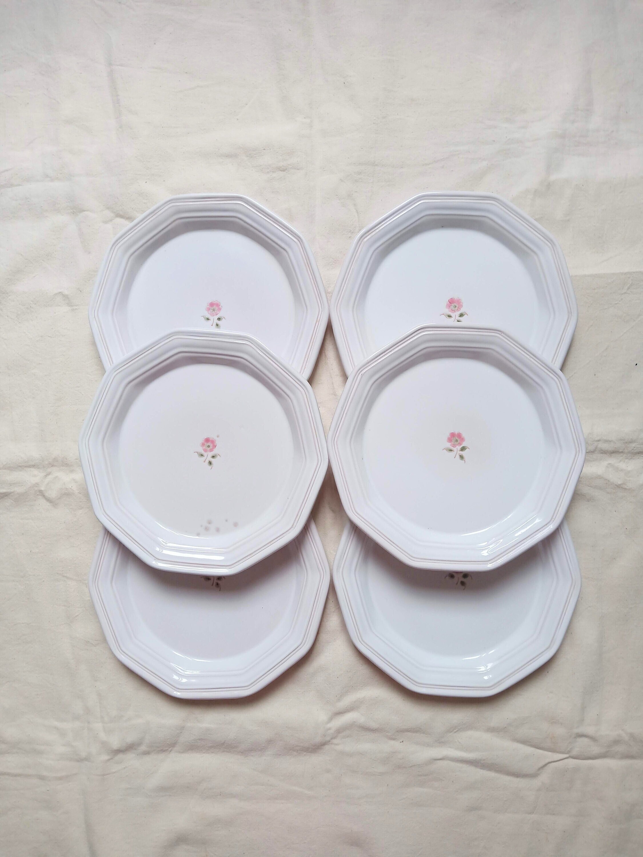 6 Assiettes Vintage Niderviller Dinner Plates.vintage Assiettes en Faïence Modèle Candy France. Fran