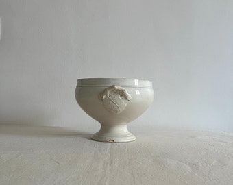 Antique Medium Choisy le Roi Terre de fer Tureen.Antique White Earthenware Tureen Collection.French Nordic Decor Living.Jeanne d Arc Living