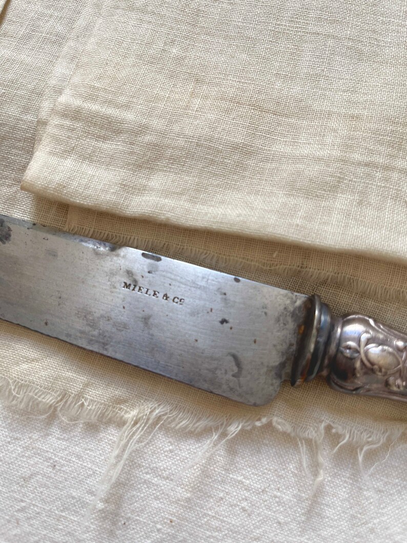 Antique MIELE & Co French Tarnish Acier Carving Meat Knife.Antique Kinife Engraved Monogram Initials LD.Antique Ornate Acier Meat Knive image 5