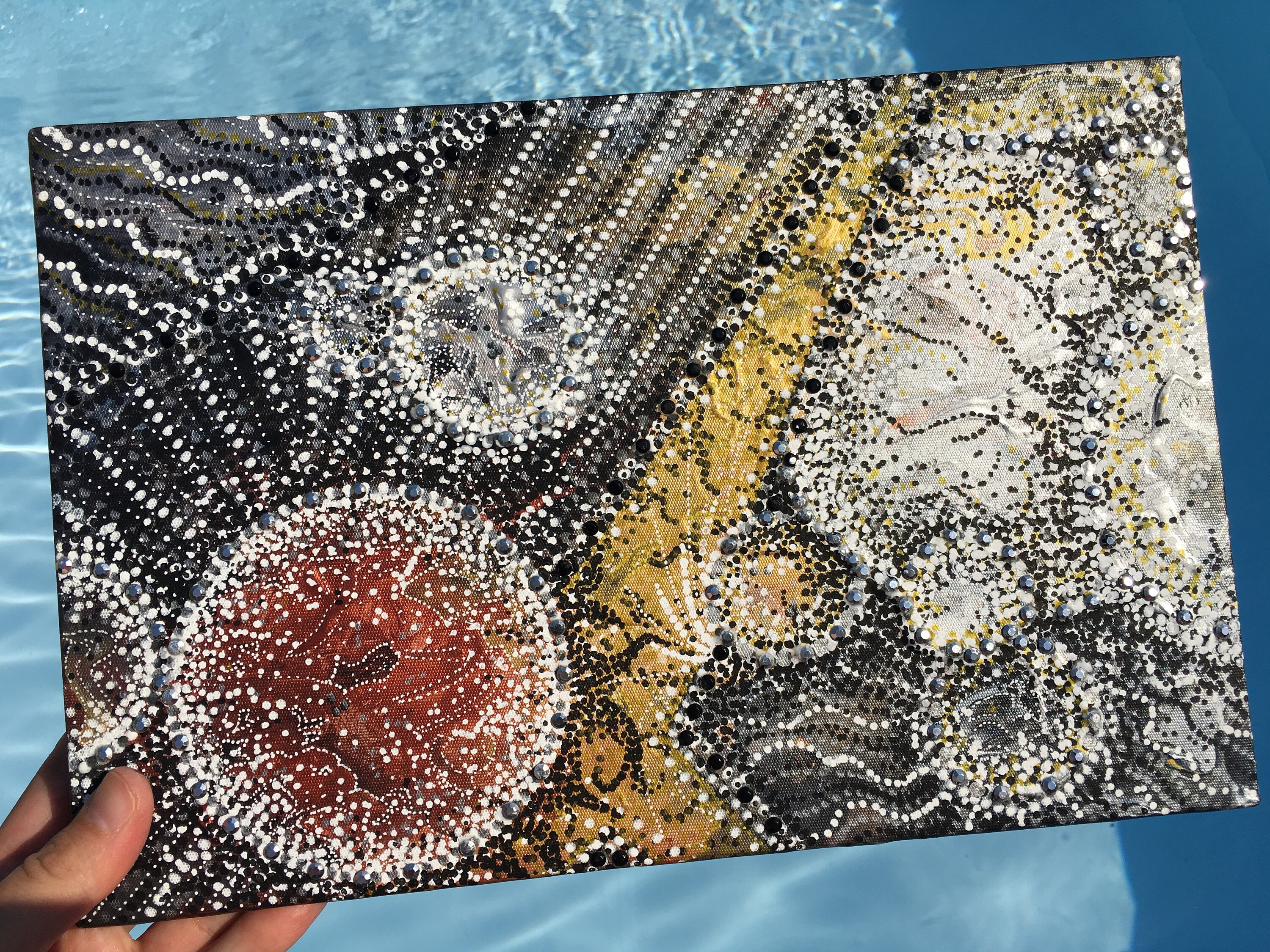 Tableau Symbole 2 - 20x40 cm Acrylique Cristal Peinture Moderne Abstraite Tableau Abstrait Unique et