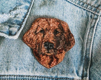 Custom pet portrait, personalized dog brooch pin, dog lover gift idea, pet memorial or loss gift, golden retriever pin, animal pin brooch
