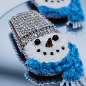 Snowman Christmas brooch, X-mas beaded  pin