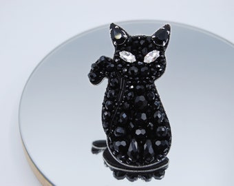 Black cat brooch pin, Animal jewelry cat lover gift, Cat jewelry, Gothic brooch, Halloween brooch