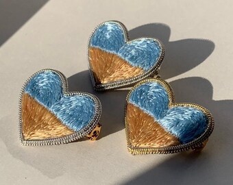 Ukrainian blue and yellow heart brooch, cute little heart, Ukrainian symbol, heart of the Ukrainian people