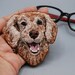 Pet portrait brooch, Goldendoodle dog jewelry pin, personalized pet owner or dog lover gift