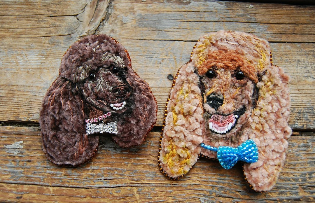 Custom Pet Portrait Brooch: Personalized Dog Memorial Pin - Etsy