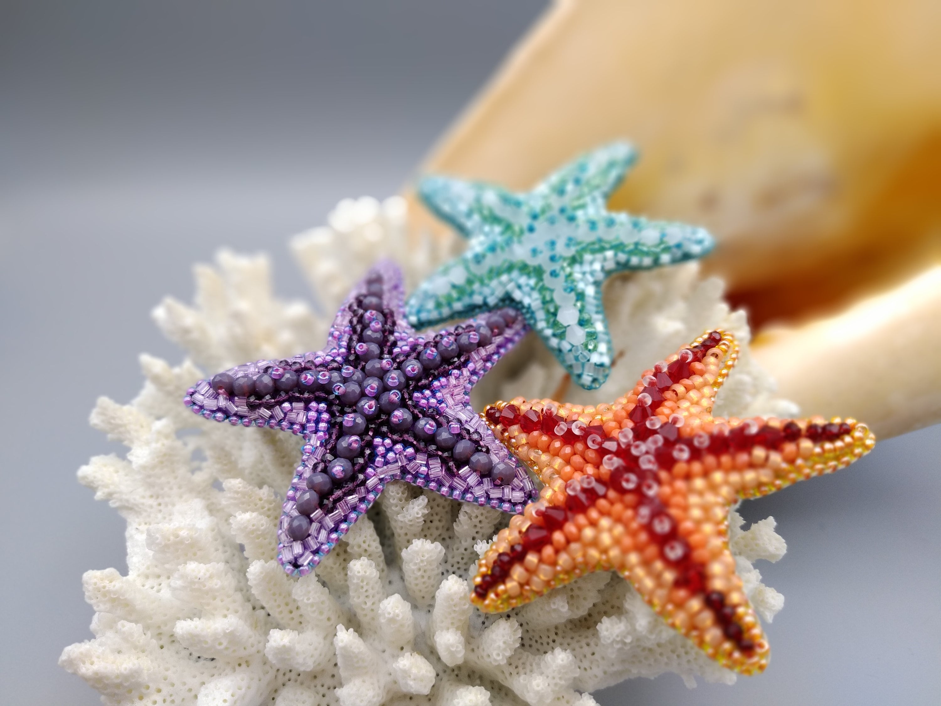 RUIZHEN Silver Crystal Starfish Brooch Pin - Nautical Beach Theme Jewelry For Women - View #4